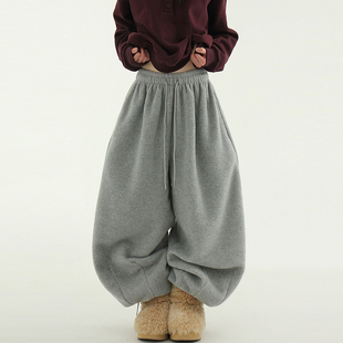balloon banding pants 国内现货25 加绒卫裤 wide unisex fleece