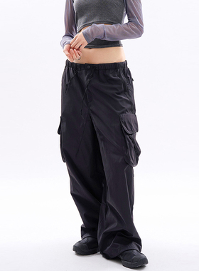 韩代Raucohouse Luska wide cargo parachute pants 口袋工装裤