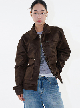 韩代Raucohouse Beton coated suede jacket 复古夹克外套百搭女