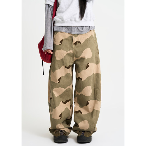 韩代Raucohouse迷彩宽松长裤