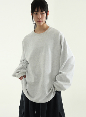 韩国代购24F/W soft cotton box tee (unisex) 设计师圆领长袖T恤