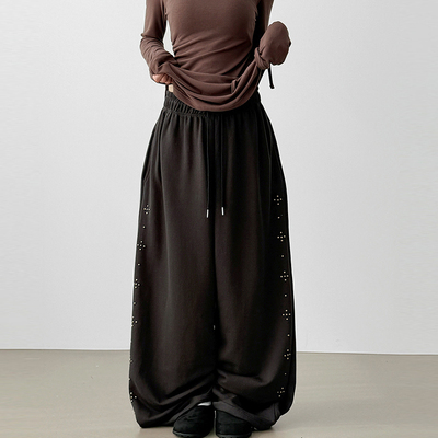 Localmansion韩代抽绳铆钉长裤