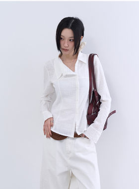 lowear韩代 unbalance pure crinkle shirts 不对称长袖衬衫百搭
