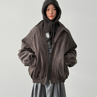 韩代26 velour curved quilting blouson (unisex)夹棉夹克外套