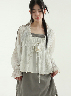 韩代25 marble chiffon frill cardigan 设计师款长袖荷叶边开衫