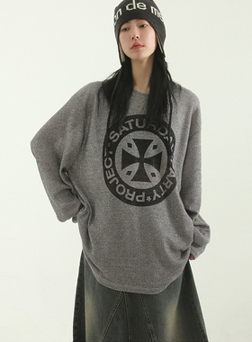 韩国代购23F/W PROJECT printed knit tee (unisex) 针织长袖T恤