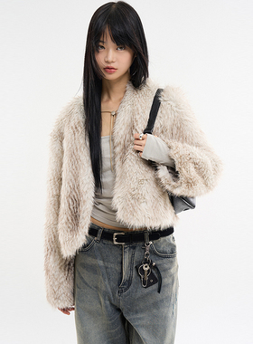 韩代Raucohouse Mio non-closing open fur jacket 毛绒夹克外套