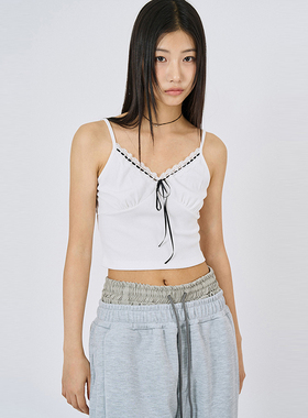 国内现货Raucohouse Lace string crop sleeveless top 吊带背心
