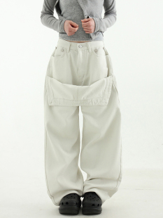 foldable flap 设计师棉质长裤 24S pants wide 韩国代购 cotton