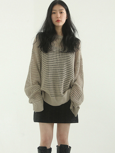 韩国代购hand warmer netting knit 暖手网状针织衫男女镂空百搭