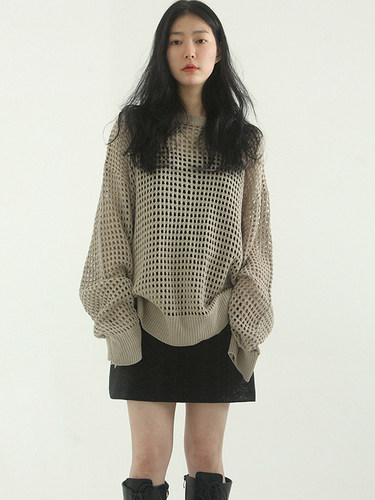 localmansion韩代暖手网状针织衫