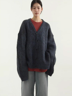 韩国代购 oversize mohair cardigan (unisex) 宽松毛衣针织开衫