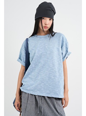 Raucohouse韩代 Pigment slub T-shirt 设计师款做旧宽松短袖T恤