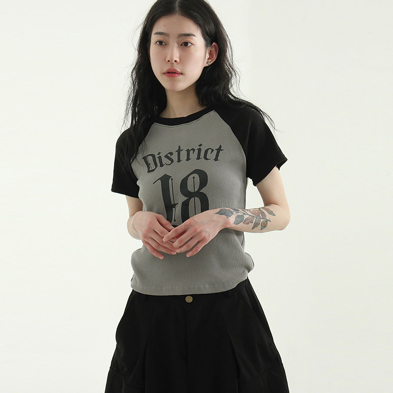 Localmansion韩代拼色插肩T恤