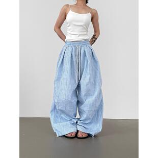 韩代26S/S seersucker stripe banding pants (unisex) 条纹长裤