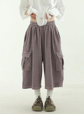 韩代 pigmented cotton cargo half banding pants(unisex)半腿裤