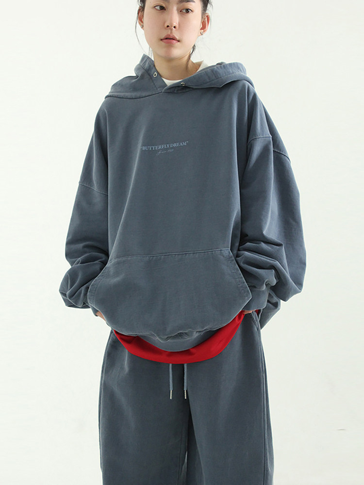 韩国代购23 heavy cotton printed hoody (unisex) 印花抽绳帽衫