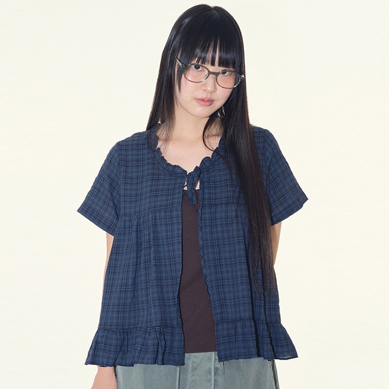 韩代Raucohouse格子短袖衬衫