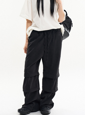 韩代Raucohouse Double placket eyelet wide pants 抽绳休闲长裤