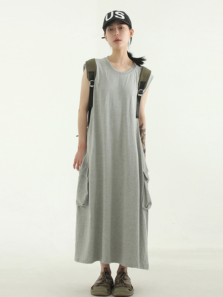 韩国代购23 cotton cargo pocket sleeveles