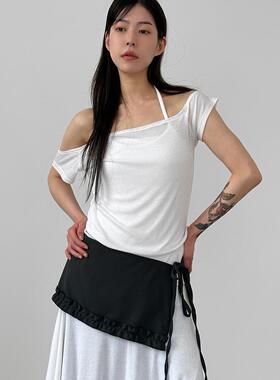 韩代26S/S off shoulder halter neck ops set露肩短袖背心裙组合
