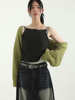 韩国代购23F/W clotty knit bolero 长袖针织短开衫毛衣三色休闲