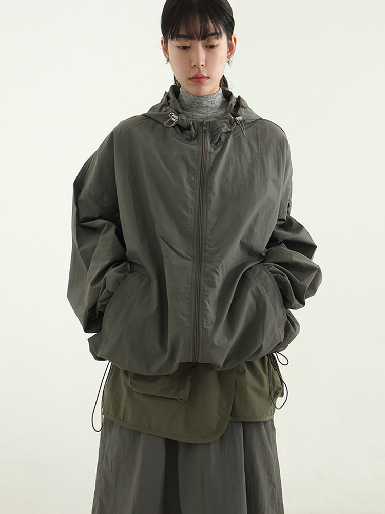 韩国代购 light paper wind jacket (unisex) 连帽风衣夹克外套女