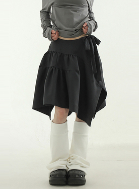 国内现货 24 ruffled flare unbal strap midi skirt不对称半身裙