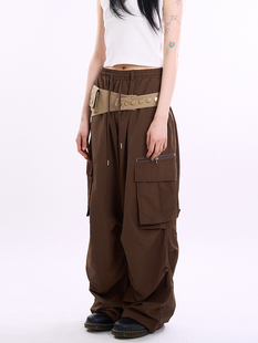 韩代Raucohouse Windy cargo banding parachute pants 工装长裤