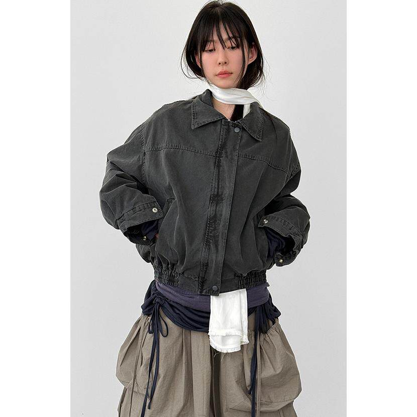 韩国代购26 pigmented cotton blouson 设计师款水洗夹克外套宽松
