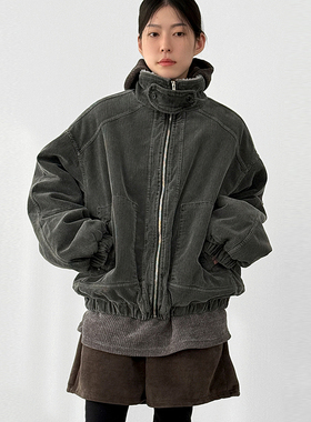 韩代25 dumble-lined corduroy high neck jumper (unisex)外套