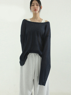 韩代 oversize wide neck netting knit (unisex) 宽松船领针织衫