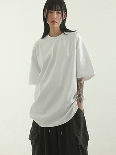韓國代購 23F box mild half slit unisex T恤女 開叉短袖 tee