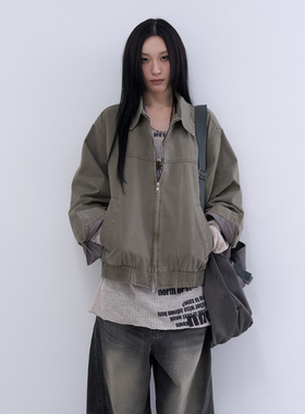 lowear韩代 vintage dyeing cotton work jacket 水洗工装夹克女