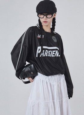 韩国代购Raucohouse 1897 Paris track jersey 翻领亮面运动衣T恤