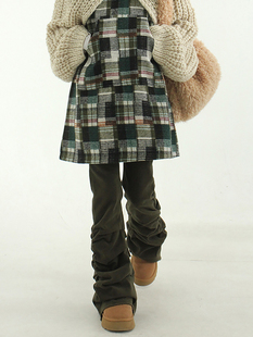 韩国代购 peach cotton shirring boot-cut pants 堆积喇叭长裤女