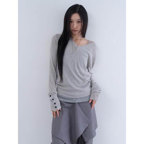 lowear韩代长袖V领针织衫