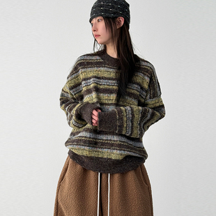 multi stripe knit 韩国代购 混色花纹针织衫 设计师款 百搭 25F