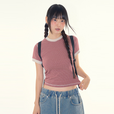 韩代Raucohouse条纹短袖T恤