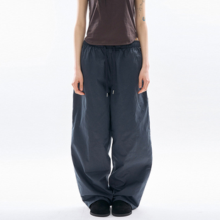 韩国代购Raucohouse Halden wide banding pants 宽松纯色休闲裤