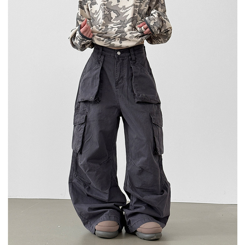 韩代 eyelet cargo pocket washed cotton pants (unisex)工装裤