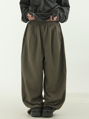 Localmansion韩代棉质褶皱长裤