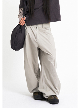 Raucohouse韩代 Brit Light Curved Wide Pants 宽松休闲长裤女