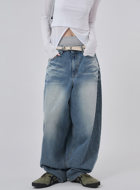 韩代Raucohouse Embo washed over denim pants 水洗宽松牛仔裤