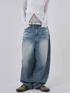 韩代Raucohouse Embo washed over denim pants 水洗宽松牛仔裤