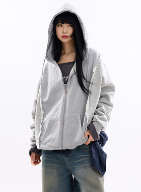 韩代Raucohouse Brisco rough incision hooded zip-up 连帽卫衣