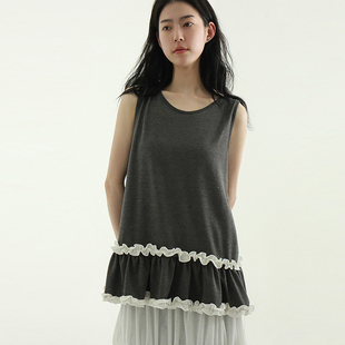 double frill mild top设计师褶边背心 韩国代购 sleeveless 25A