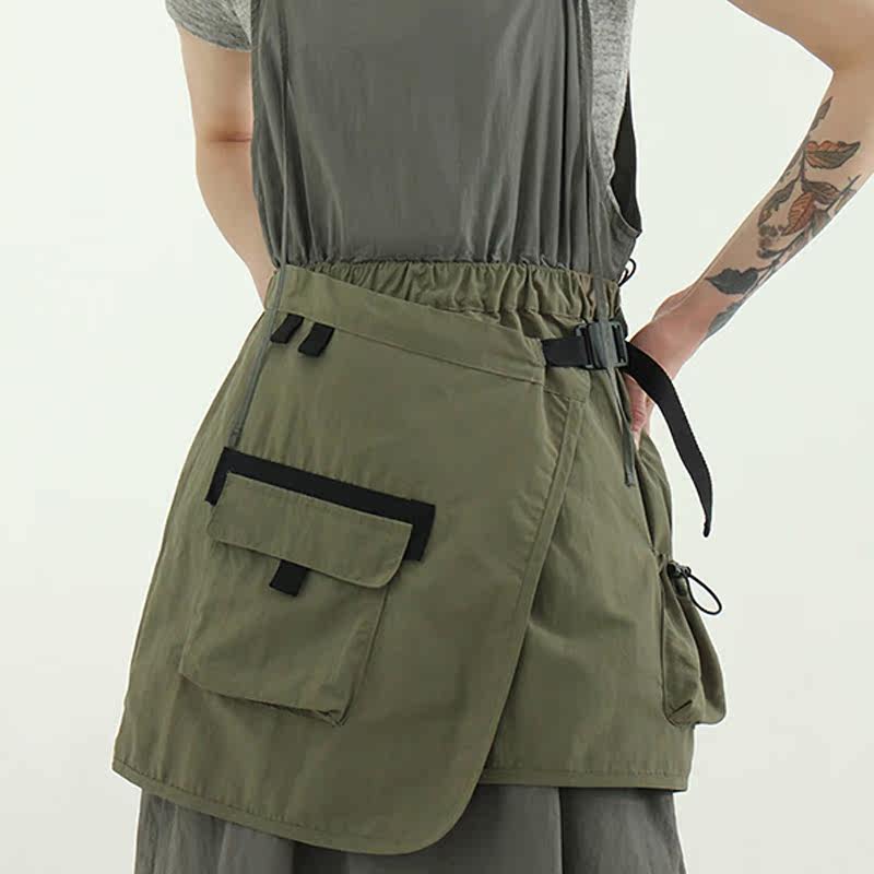 国内现货24A/W paper cargo wrap mini skirt 尼龙口袋工装围裙女