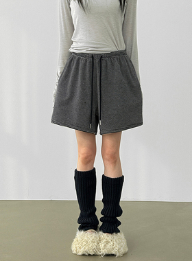 韩国代购26A/W stripe terry banding shorts 设计师抽绳条纹短裤
