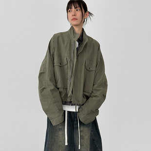 韩代26A cropped 工装 夹克 safari unisex pocket cargo jacket